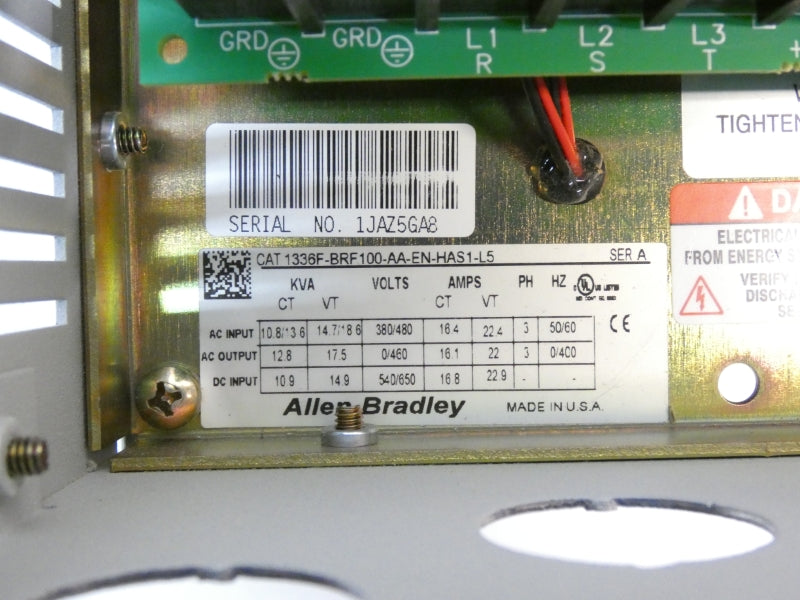 ALLEN BRADLEY 1336F-BRF100-AA-EN-HAS1-L5 SER. A 380/480VAC 22.9A NSMP