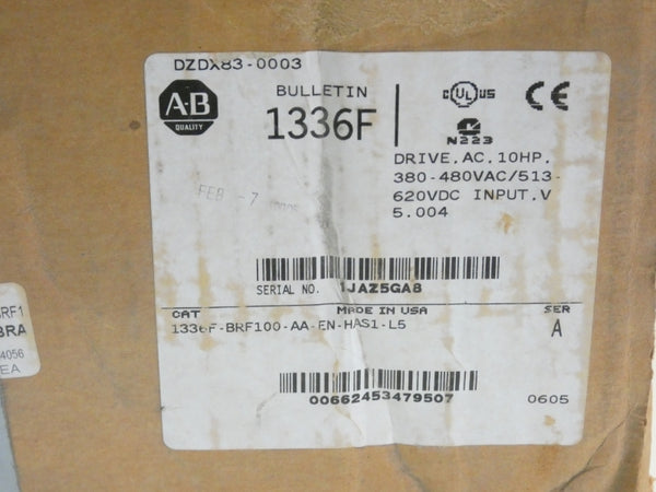 ALLEN BRADLEY 1336F-BRF100-AA-EN-HAS1-L5 SER. A 380/480VAC 22.9A NSMP