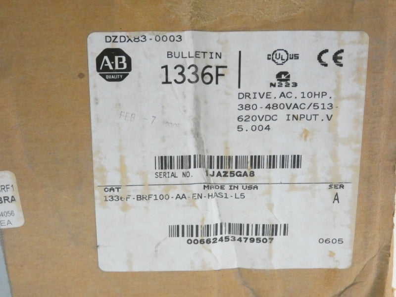 ALLEN BRADLEY 1336F-BRF100-AA-EN-HAS1-L5 SER. A 380/480VAC 22.9A NSMP