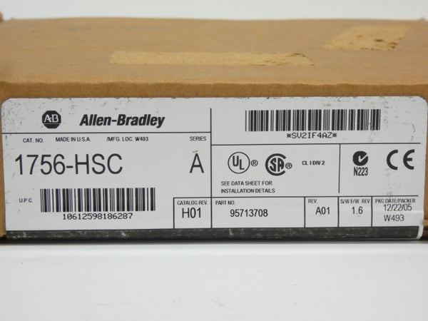 ALLEN BRADLEY 1756-HSC 95713708 SER. A REV. A01 F/W 1.6 DATE: 2012 NSFS