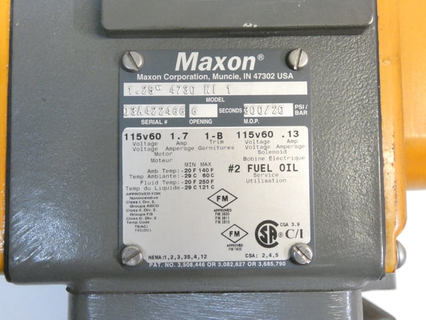 MAXON 4730-NI 1 115V 1.7A 300PSI 1.25" NSNP