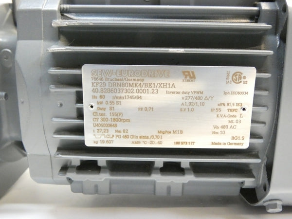 SEW EURODRIVE KF29DRN80MK4/BE1/XH1A 277/480V 1.92/1.10A UNMP