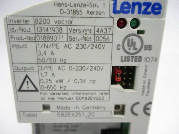 LENZE E82EV251K2C 230-240V 3.4A NSMP