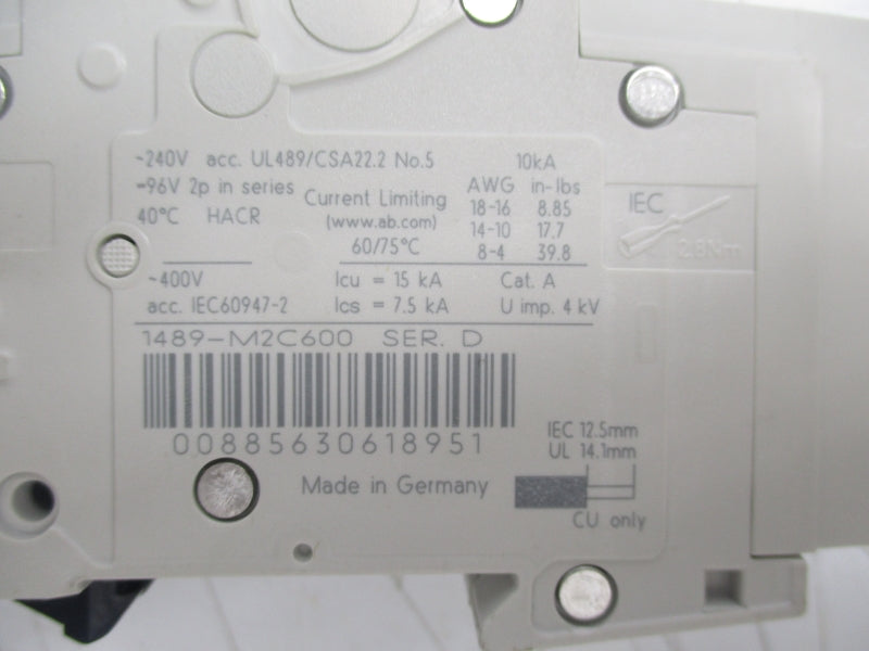 ALLEN BRADLEY 1489-M2C600 SER. D 400V NSMP