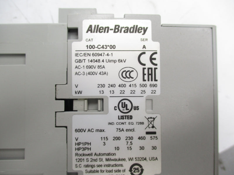 ALLEN BRADLEY 100-C43KJ00 SER. A 690V 85A NSMP