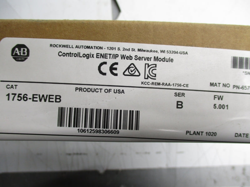 ALLEN BRADLEY 1756-EWEB SER. B F/W 5.001 DATE 2015 NSFS