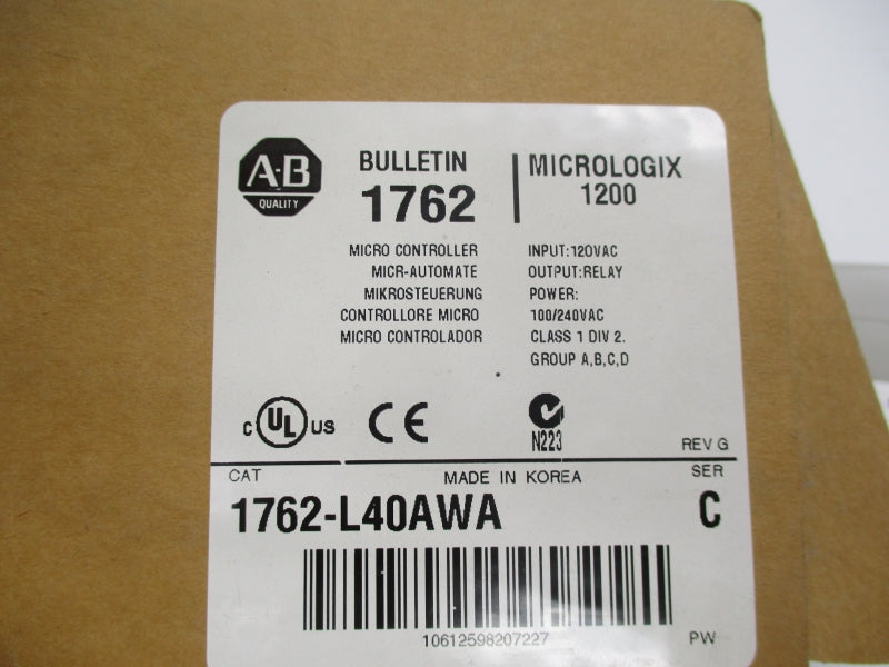 ALLEN BRADLEY 1762-L40AWA SER. C REV. G F/W 10 240VAC NSMP