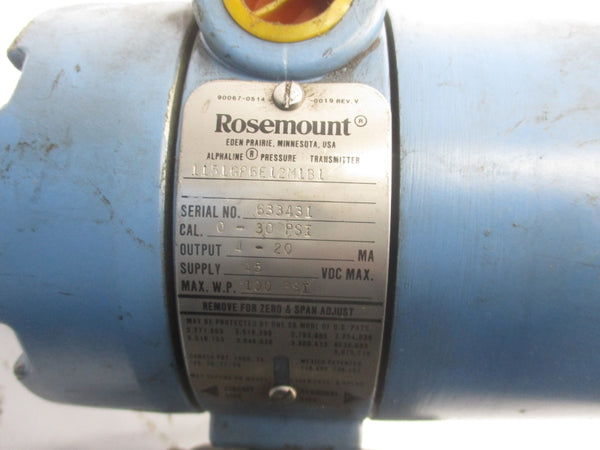 ROSEMOUNT 1151GP6E12M1B1 45VDC 100PSI UNMP