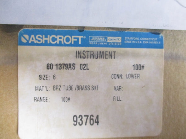 ASHCROFT 60-1379-AS-02L 0-100PSI NSMP