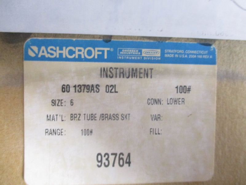 ASHCROFT 60-1379-AS-02L 0-100PSI NSMP