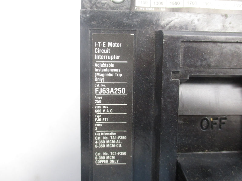 ITE FJ63A250L 600VAC 250A NSNP
