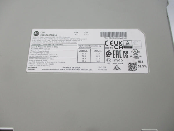 ALLEN BRADLEY 25B-D037N114 SER. A F/W 7.001 323-528VAC 33.7A NSNP