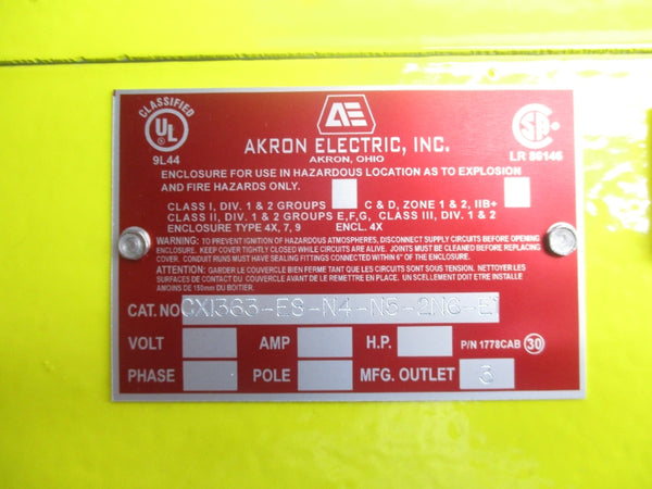 AKRON ELECTRIC CXI363-E8-N4-N5-2N6-E1 600V NSNP