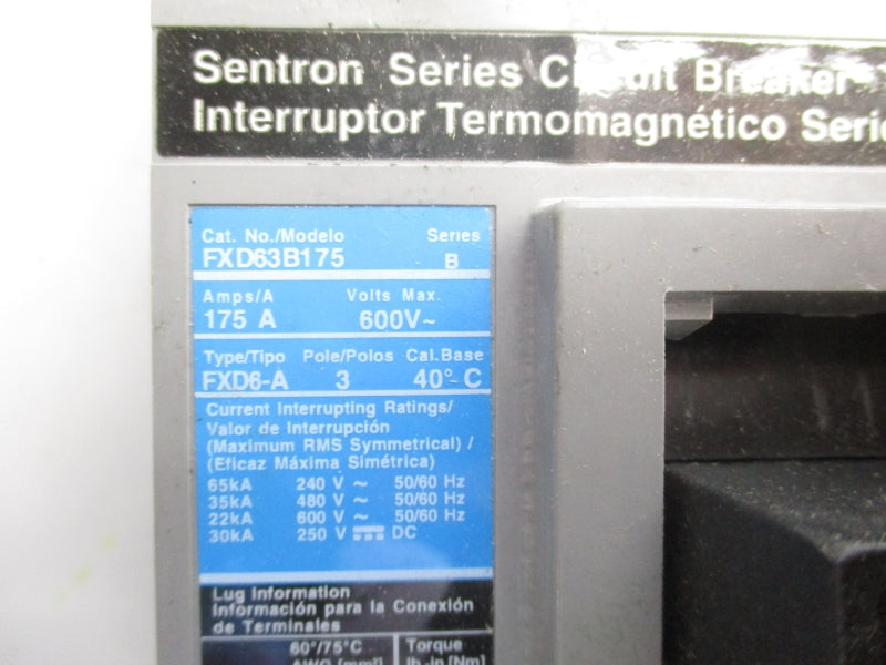 SIEMENS FXD63B175 SER. B 600V 175A NSNP