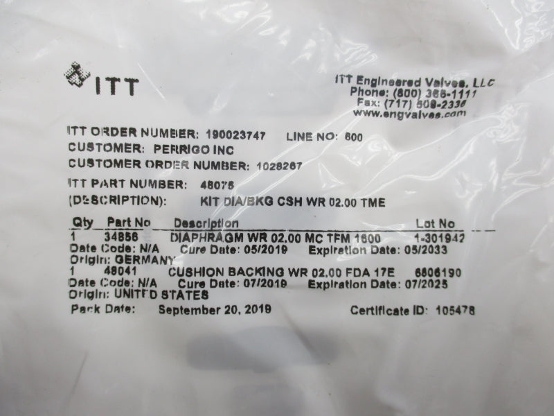 ITT 48075 (AS PICTURED) NSMP