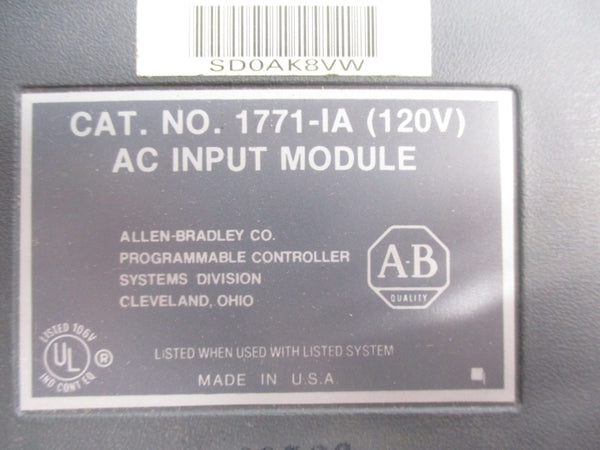 ALLEN BRADLEY 1771-IA 120VAC UNMP