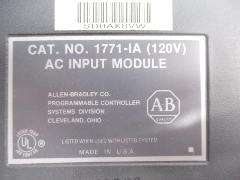 ALLEN BRADLEY 1771-IA 120VAC UNMP