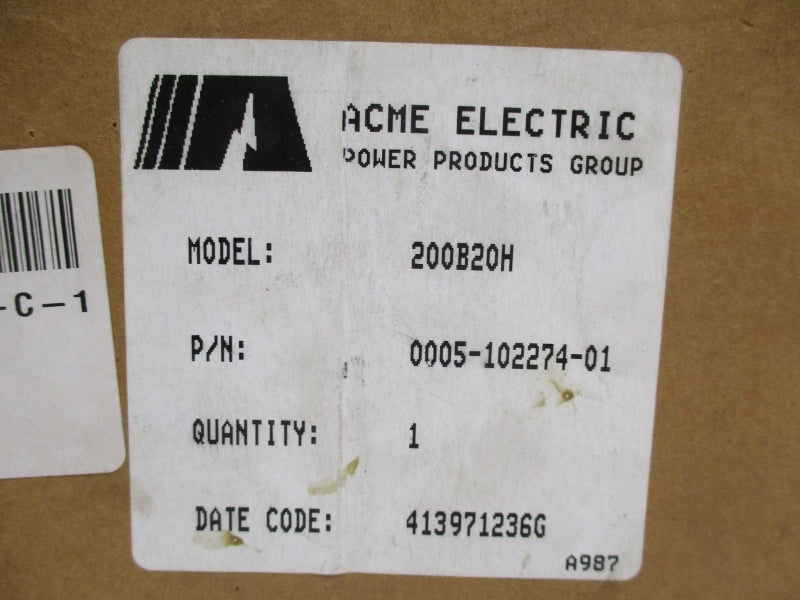 ACME ELECTRIC 200B20H 115/230V 10.0A NSMP