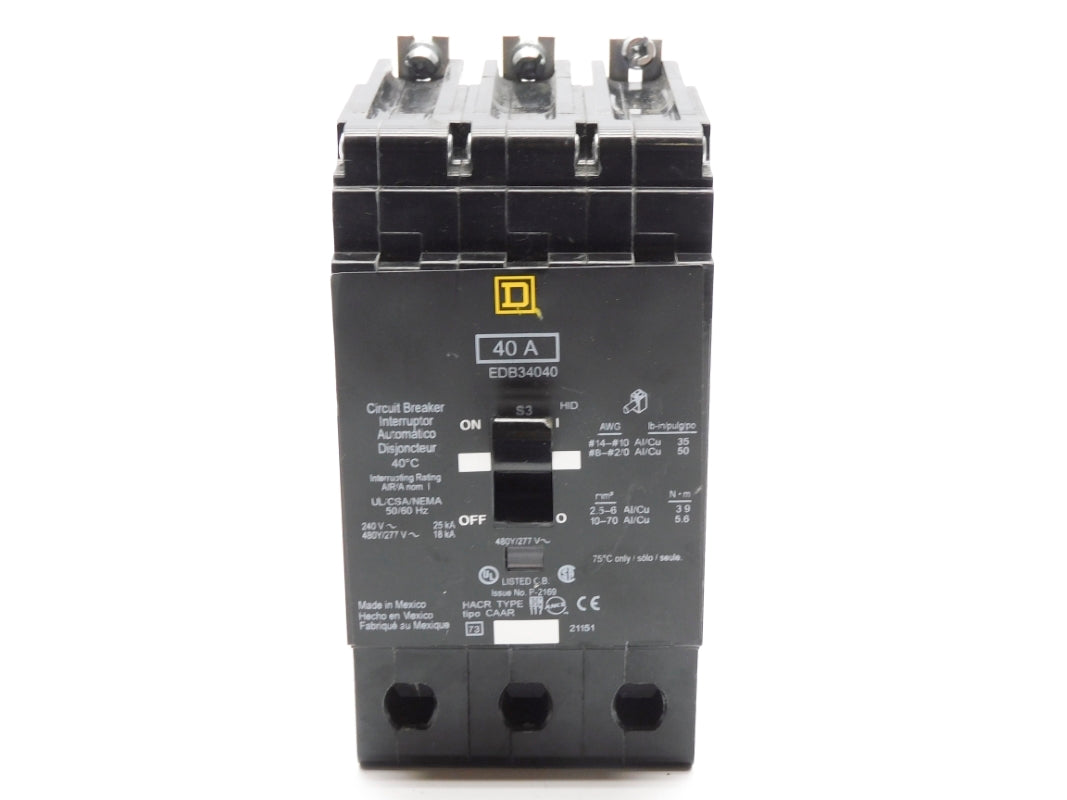 SQUARE D EDB34040 277V 40A NSNP