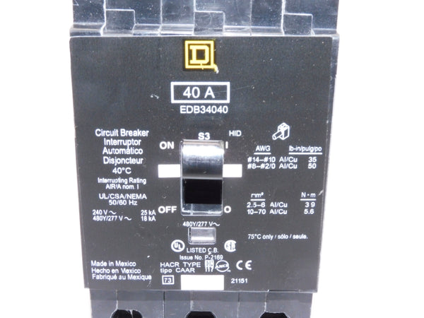 SQUARE D EDB34040 277V 40A NSNP