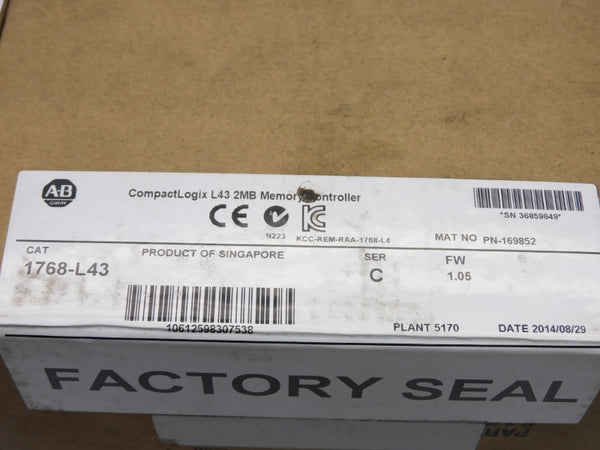 ALLEN BRADLEY 1768-L43 SER. C F/W 1.05 DATE: 2014 NSFS