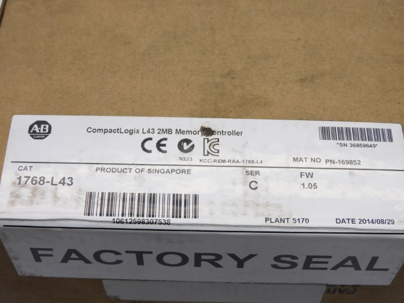 ALLEN BRADLEY 1768-L43 SER. C F/W 1.05 DATE: 2014 NSFS