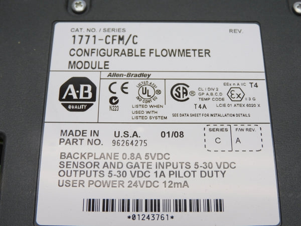 ALLEN BRADLEY 1771-CFM SER. C 5-30VDC 0.8A F/W A NUPI