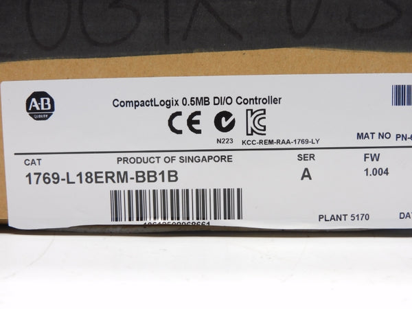 ALLEN BRADLEY 1769-L18ERM-BB1B SER. A 24V 4A F/W 1.004 NSMP
