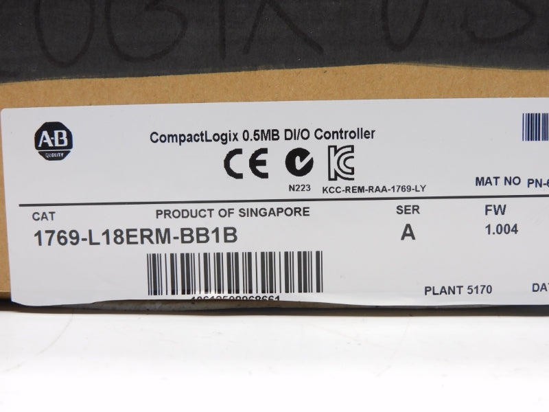 ALLEN BRADLEY 1769-L18ERM-BB1B SER. A 24V 4A F/W 1.004 NSMP