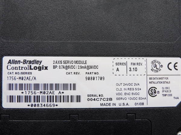 ALLEN BRADLEY 1756-M02AE SER. A F/W 3.10  24VDC 0.7A NSNP
