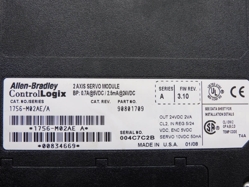ALLEN BRADLEY 1756-M02AE SER. A F/W 3.10  24VDC 0.7A NSNP