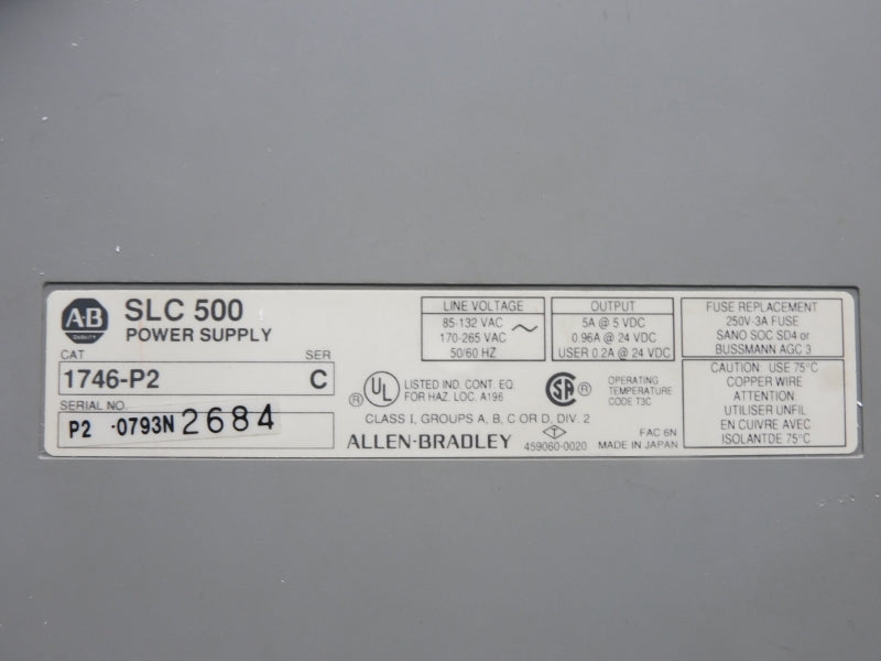 ALLEN BRADLEY 1746-P2 SER. C 170-265VAC (AS PICTURED) UNMP