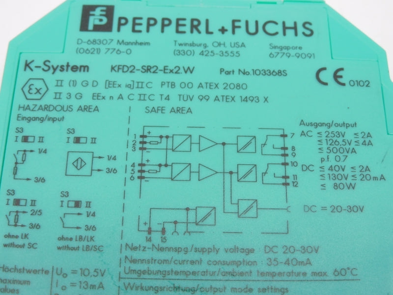 PEPPERL+FUCHS KFD2-SR2-EX2.W 103368S 253V 4A (NO TERMINAL) NSNP