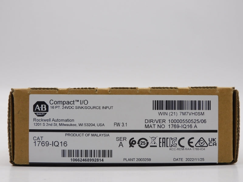 ALLEN BRADLEY 1769-IQ16 SER. A F/W 3.1 24VDC DATE: 2022 NSFS