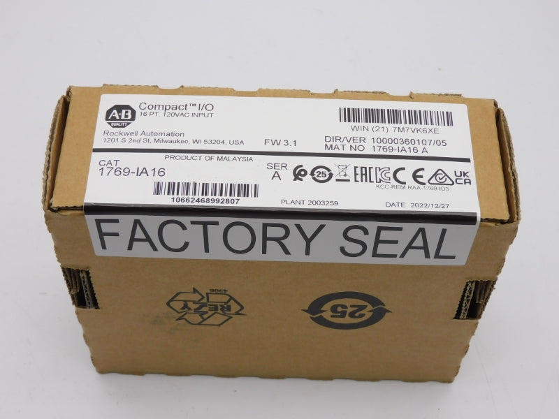 ALLEN BRADLEY 1769-IA16 SER. A F/W 3.1 120VAC DATE: 2022 NSFS