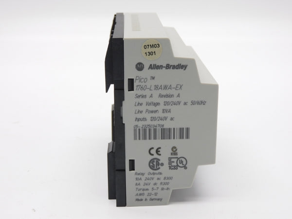 ALLEN BRADLEY 1760-L18AWA-EX SER. A 120/240VAC 10A NSMP