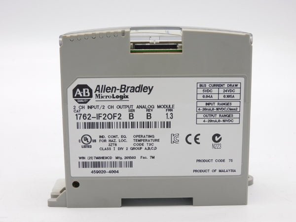 ALLEN BRADLEY 1762-IF2OF2 SER. B F/W 1.3 24VDC 0.105A NSNP