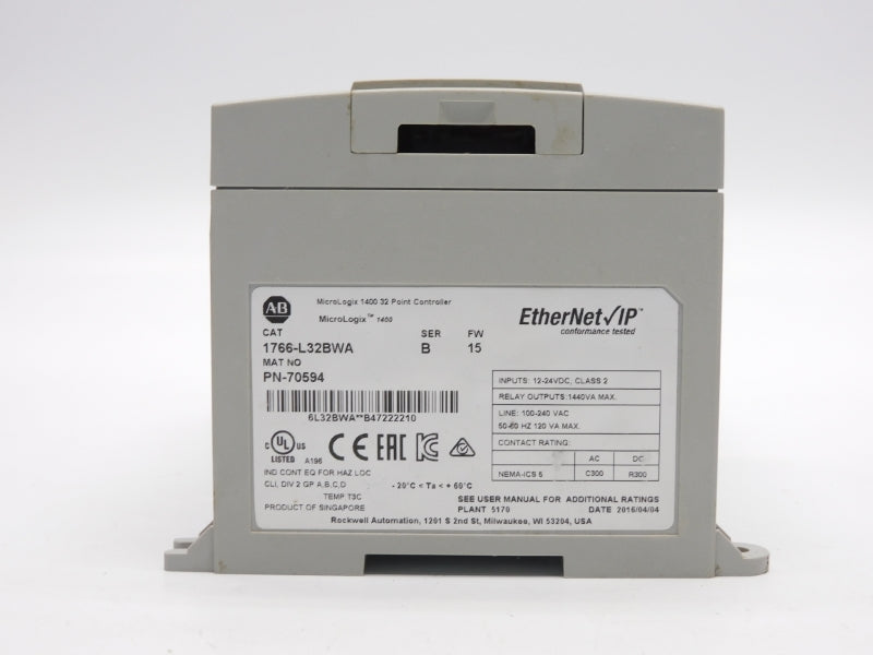 ALLEN BRADLEY 1766-L32BWA SER. B F/W 15 100-240VAC (NO DOOR) NSNP