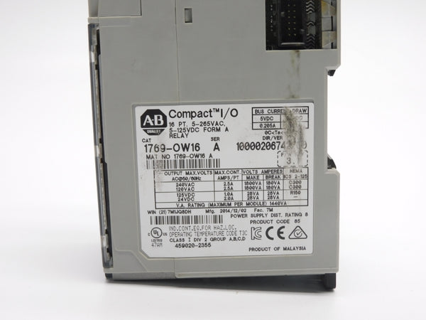ALLEN BRADLEY 1769-OW16 SER. A 240VAC 2.5A UNMP
