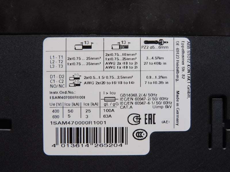 ABB 1SAM470000R1001 MS451 690V 11-16A NSNP