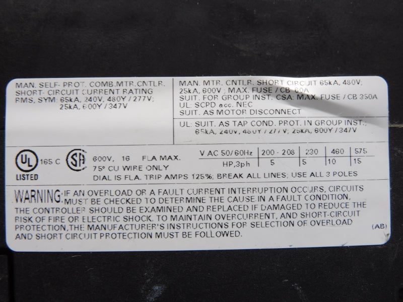 ABB 1SAM470000R1001 MS451 600V 11-16A UNMP