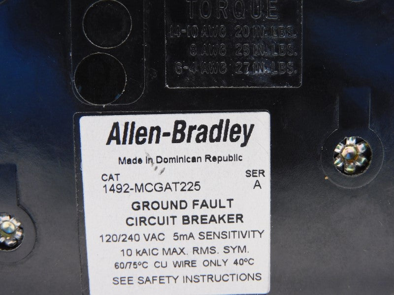 ALLEN BRADLEY 1492-MCGAT225 SER. A 120/240VAC 25A (WH) NSMP