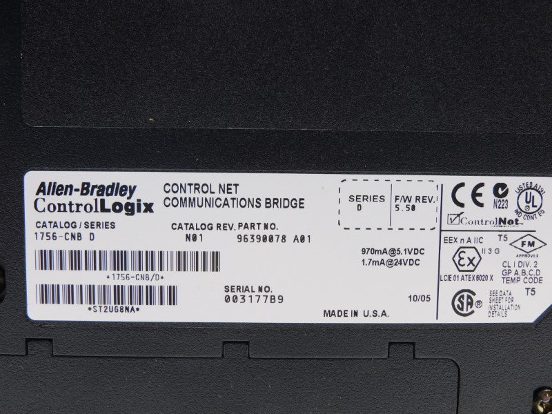 ALLEN BRADLEY 1756-CNB SER. D F/W 5.50 24VDC NSMP