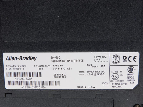 ALLEN BRADLEY 1756-DHRIO SER. D F/W 6.2 24VDC (NO TERMINAL) NSMP