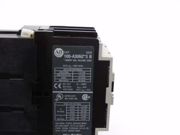 ALLEN BRADLEY 100-A30NZ*3 SER. B 24VDC 30A NSNP