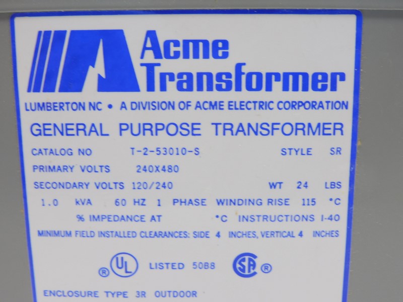 ACME T-2-53010-S 240/480V NSMP