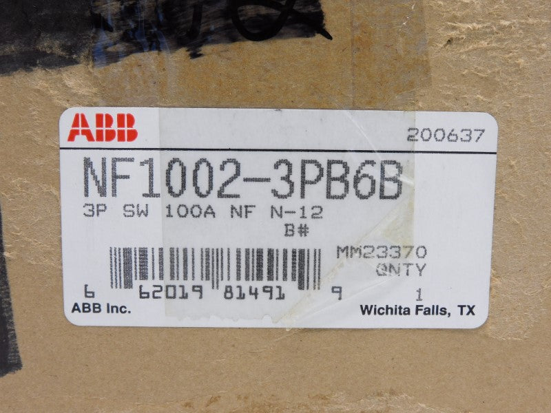 ABB NF1002-3PB6B 600V 100A NSMP
