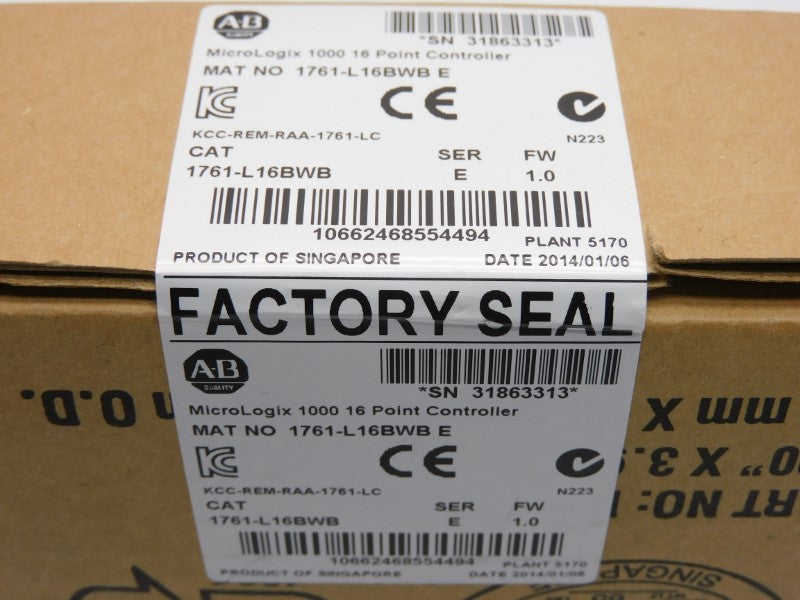 ALLEN BRADLEY 1761-L16BWB SER. E F/W 1.0 DATE: 2014 NSFS