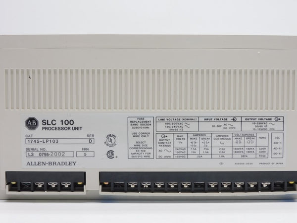 ALLEN BRADLEY 1745-LP103 SER. D F/W 5 10-250VAC 15A (NO DOOR) NSNP