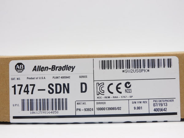 ALLEN BRADLEY 1747-SDN SER. D F/W 9.001 DATE: 2013 NSFS